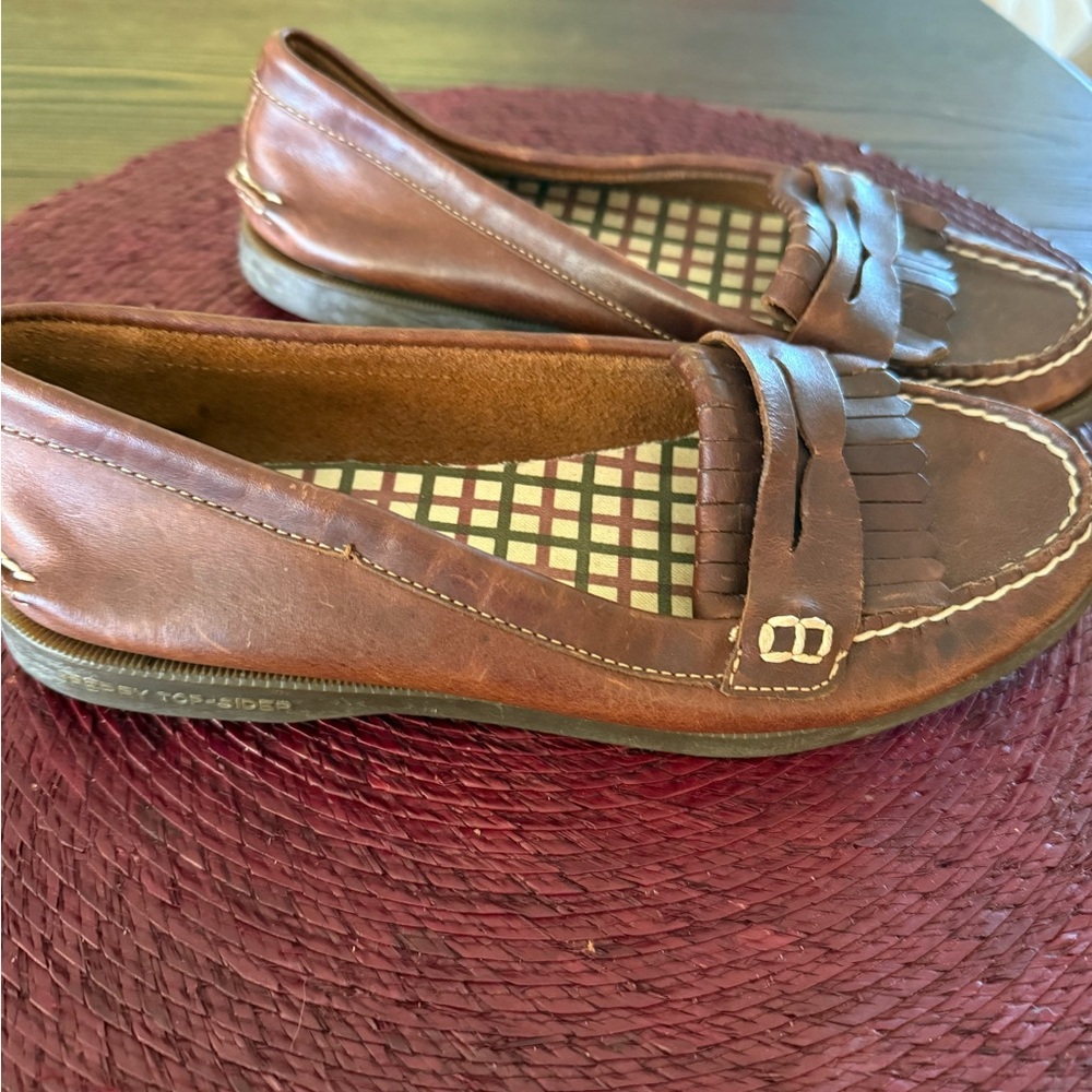 Sherry Brown Leather Slip-On Loafers size 7